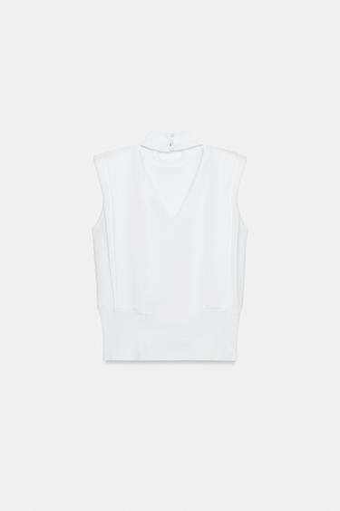 KNIT TOP WITH OPEN BACK - White by Zara - Image 4