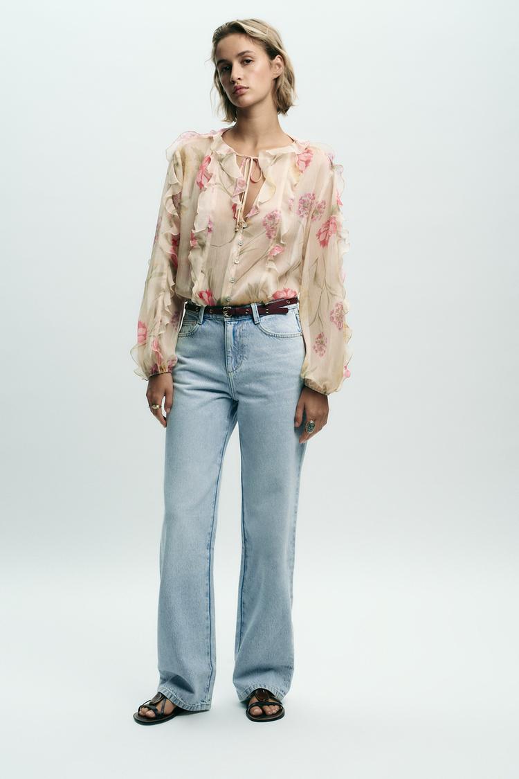 JEANS Z1975 REGULAR FIT TIRO ALTO CINTURÓN - Azul claro | ZARA Estados  Unidos de América / United States, image size:750x1125