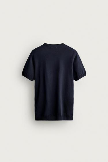 BASIC REGULAR FIT KNIT T-SHIRT - Dark navy by Zara