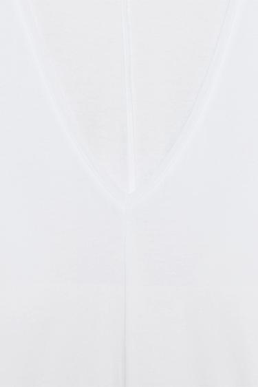 COTTON V-NECK T-SHIRT - White by Zara - Image 10