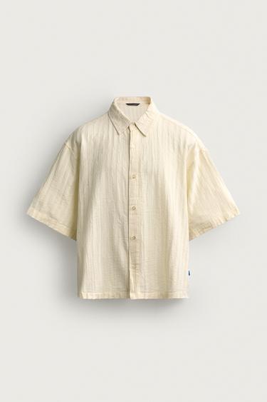 חולצת Boxy fit ז'קארד פסים - וניל של Zara