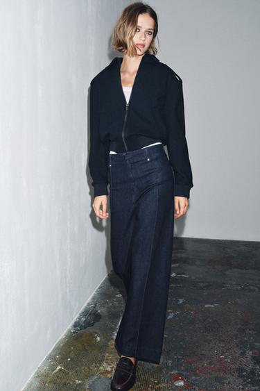 JEANS ZW COLLECTION TAILORED WIDE LEG TIRO ALTO - Azul de Zara