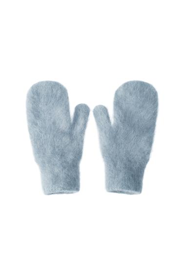 قفازات محاكة مزيج ألبكة - سماوي الخاص بـ Zara
