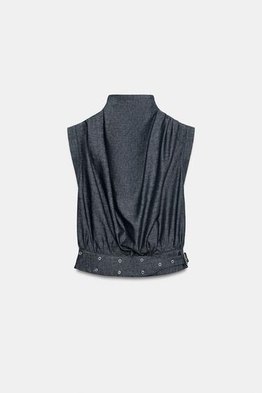 TOP LIN BOUCLE CLOUS - Indigo de Zara - Image 0