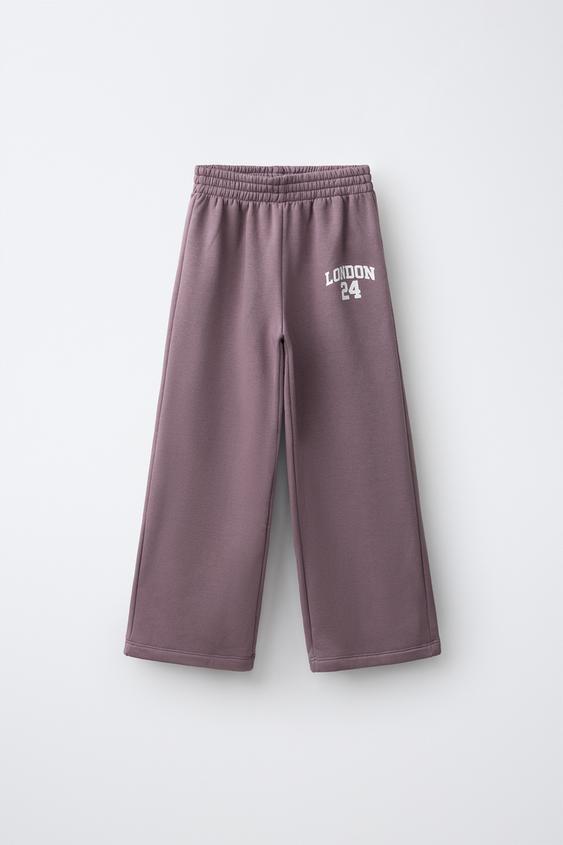 PANTALÓN WIDE LEG ESTAMPADO - Burgundy de Zara - Imagen 0