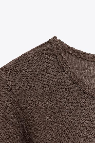 LONG TEXTURED DRESS - Dark brown by Zara - Image 6