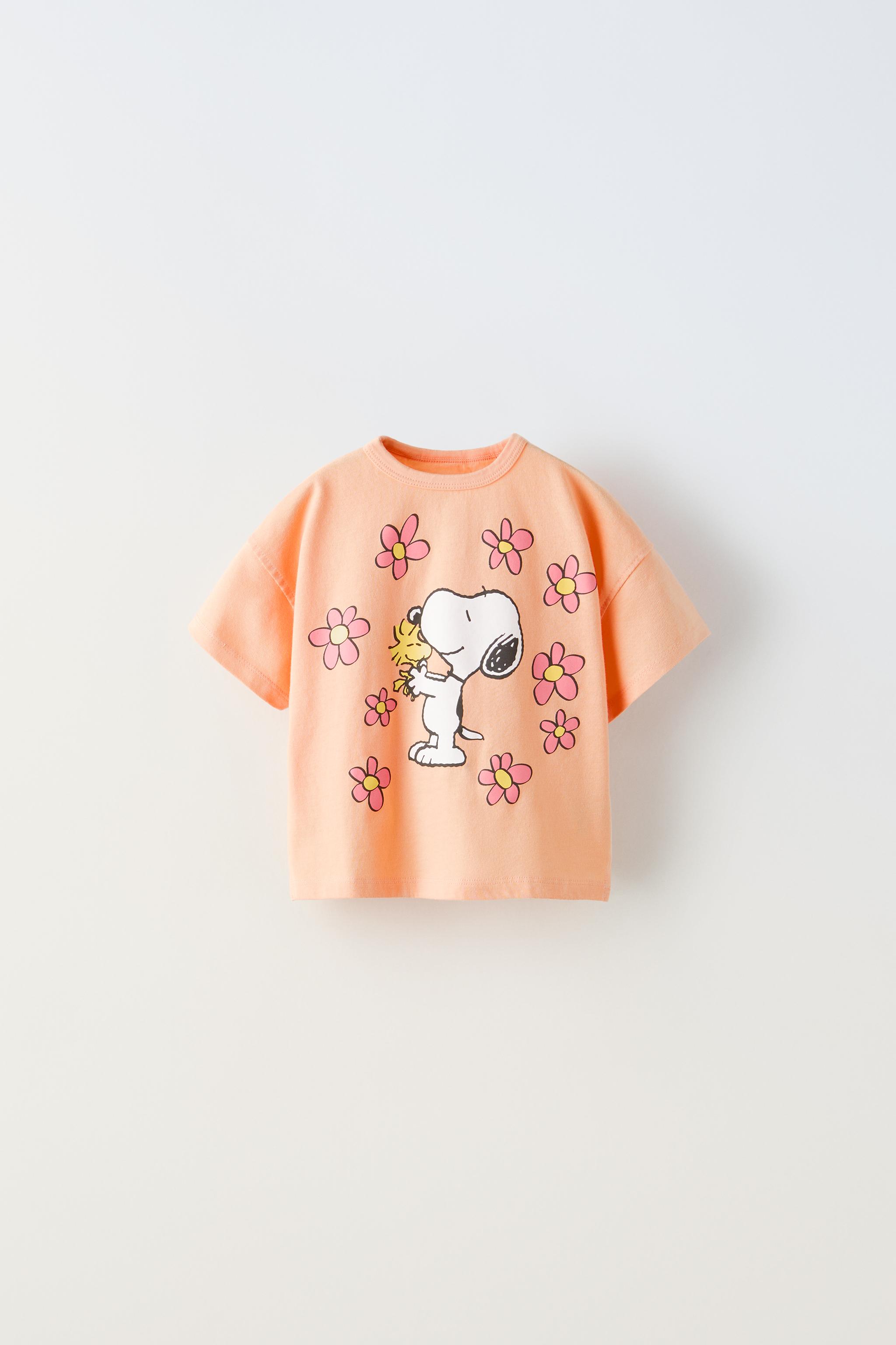 SNOOPY PEANUTS™ フラワー Tシャツ - マンダリンオレンジ | ZARA Japan ...