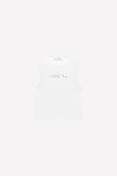T-SHIRT DÉBARDEUR LOGO STRASS LUDOVIC DE SAINT SERNIN x ZARA - Blanc de Zara