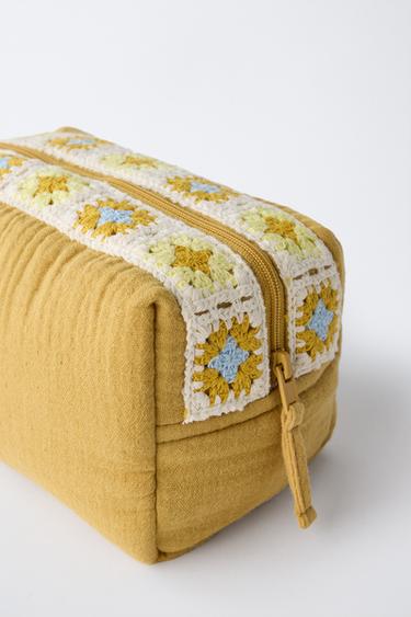 CROCHET TEXTURE TOILETRY BAG - Mustard by Zara - Image 2