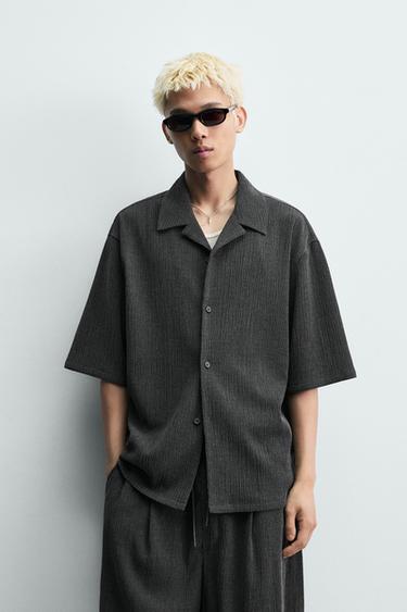 RELAXED FIT EMBOSSED SHIRT - Anthracite Grey by Zara