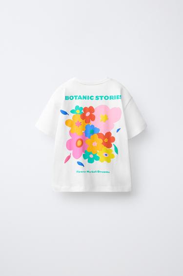 T-SHIRT IMPRIMÉ FLEURS - Blanc de Zara - Image 1