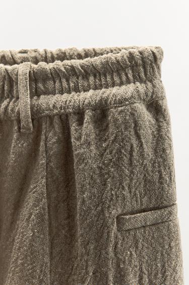 LIMITED EDITION LOW RISE 100% LINEN TROUSERS - camel by Zara - Image 7