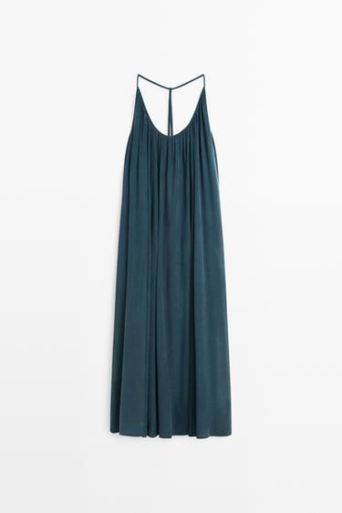 Zara Midi dress with gathered neckline - Blue