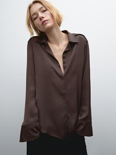 Zara Flowing satin shirt - Dark maroon