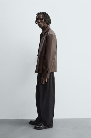 SURCHEMISE MATIÈRE SYNTHÉTIQUE - Marron de Zara - Image 3