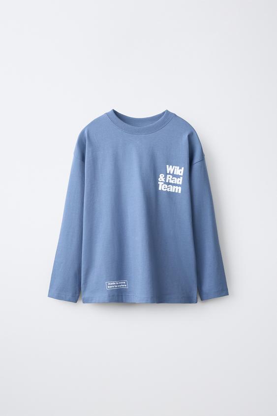CAMISETA ESTAMPADO TEXTO - Azul de Zara - Imagen 0
