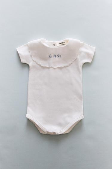 CHILDREN'S SHORT ROMPER WITH EMBROIDERED ELEPHANT - Oyster-white by Zara - Image 5
