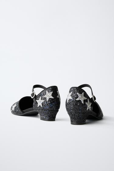 STAR HEEL SHOES WITH GLITTER - Black by Zara - Image 4