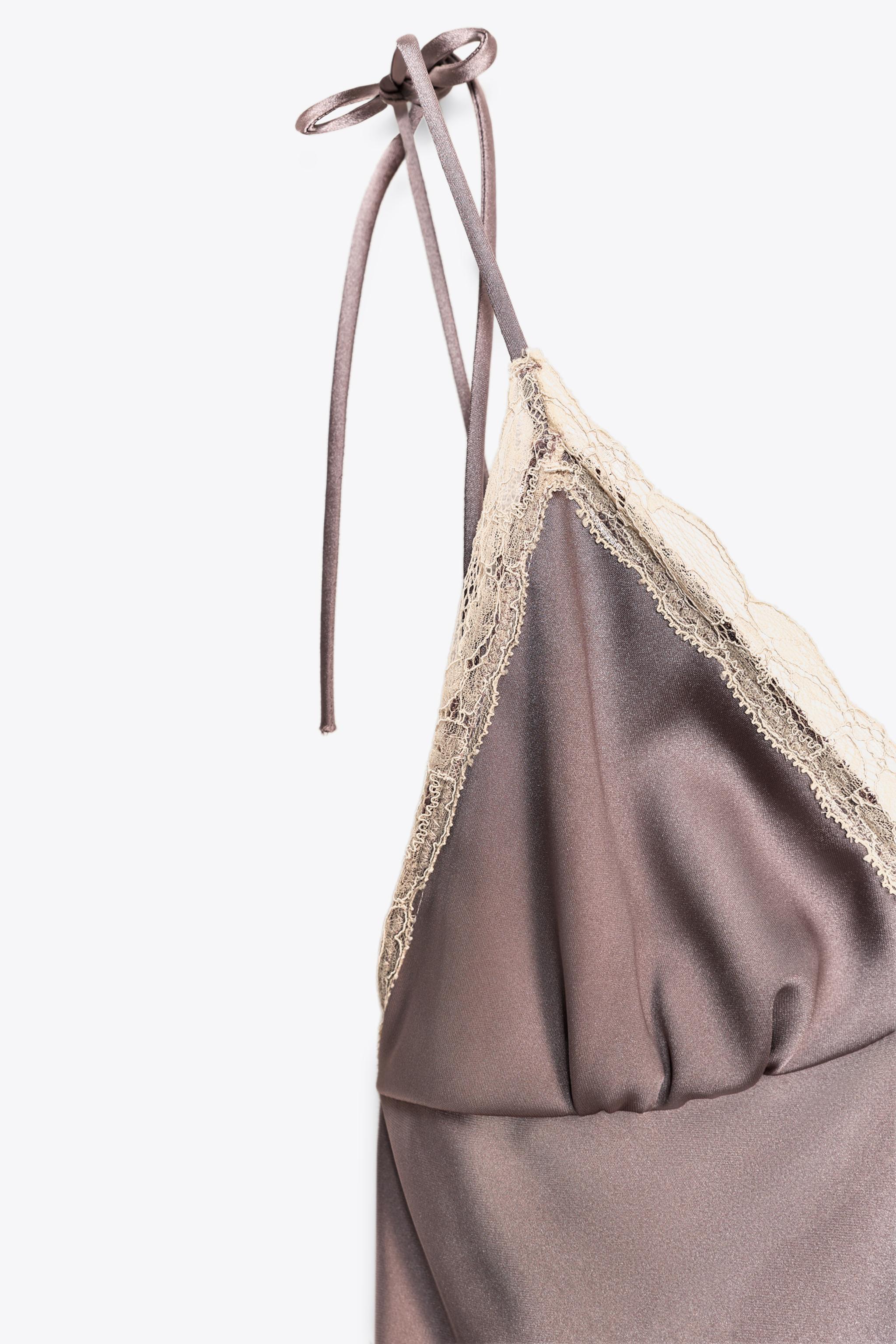 SATIN LACE MIDI DRESS