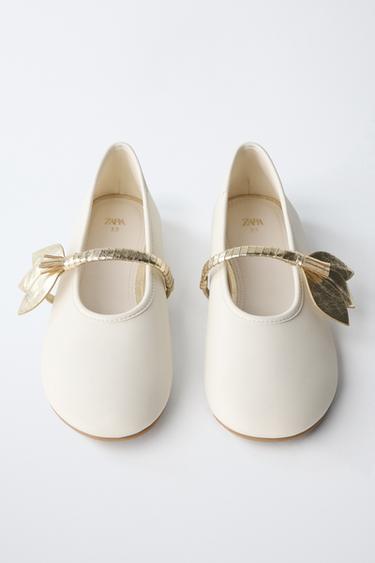 BALLET FLATS WITH FLORAL DETAIL - White by Zara - Image 4