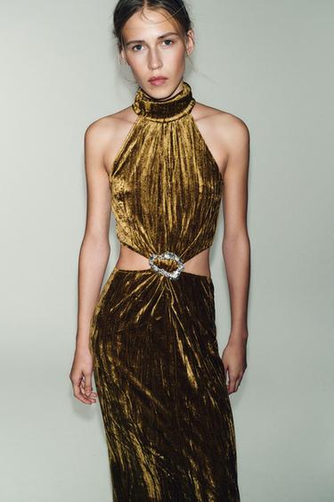 CUT-OUT DRESS WITH JEWEL DETAIL - Ochre by Zara - Image 1
