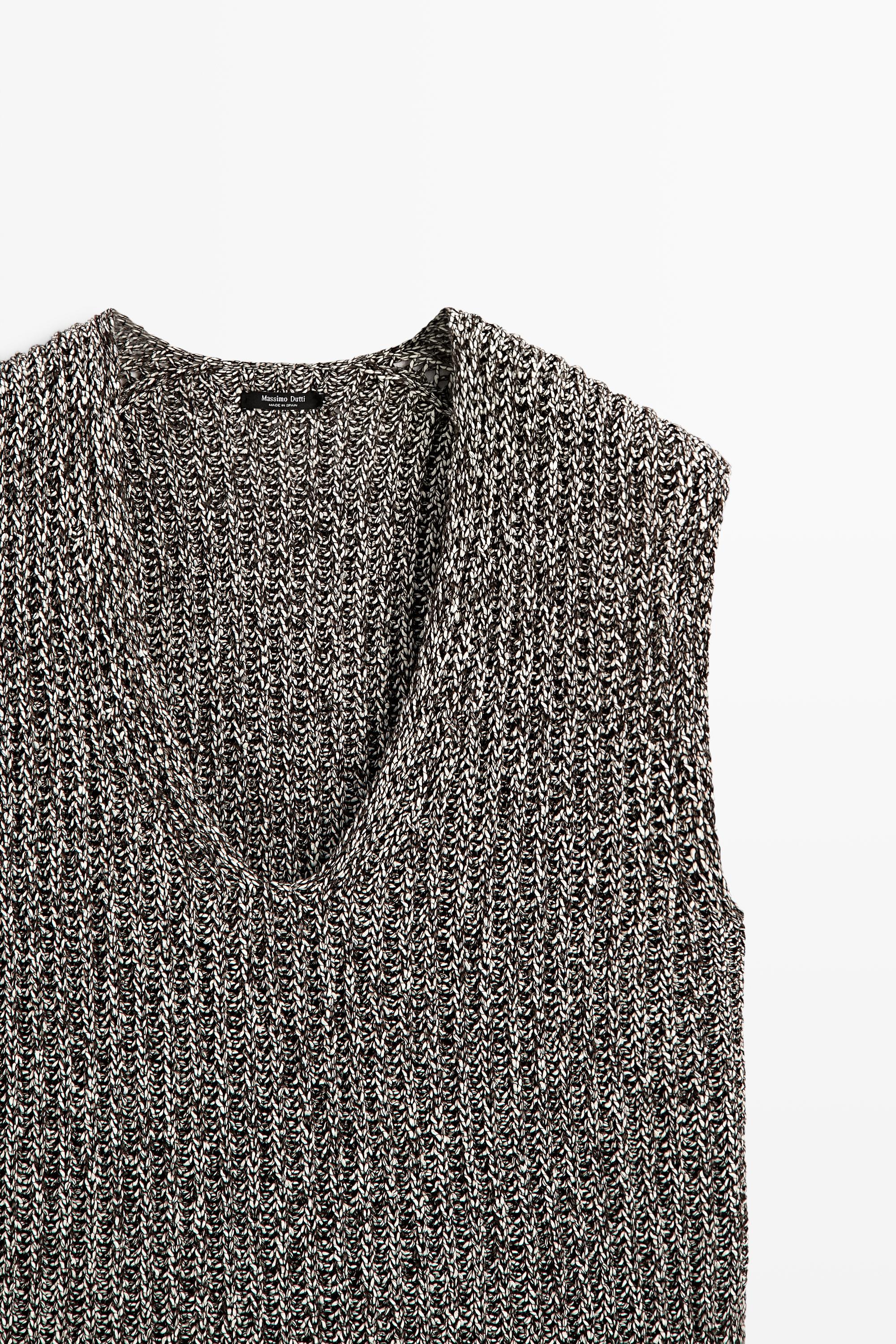 Top en maille chinée de coton mélangé