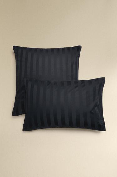 STRIPED SATEEN PILLOWCASE (500 THREAD COUNT) - MIDNIGHT BLUE by Zara - Image 0