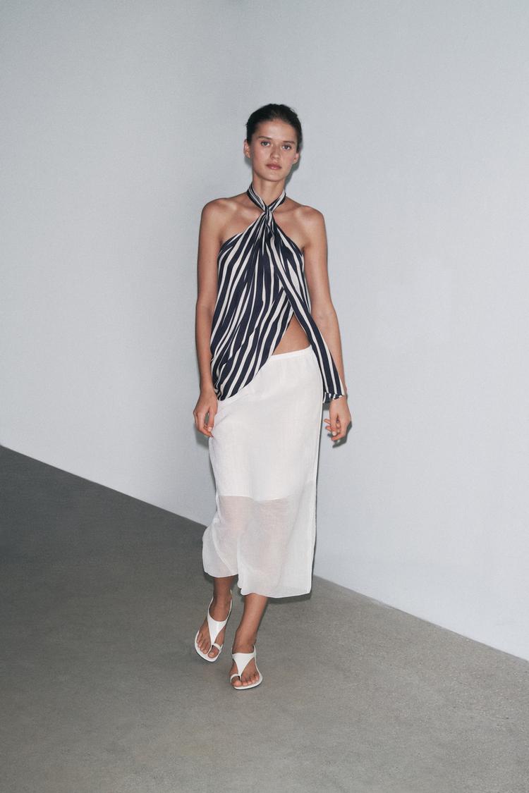 SEMI-SHEER MIDI SKIRT ZW COLLECTION