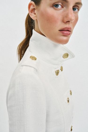 GOLD BUTTON DOUBLE-BREASTED JACKET - Ecru by Zara