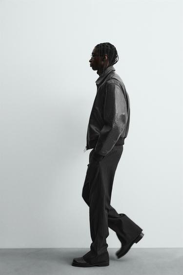 VESTE EN CUIR GRAVÉ - Noir de Zara - Image 6