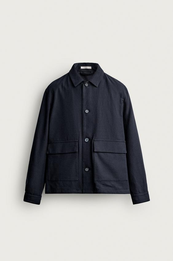 RELAXED FIT TEXTURED OVERSHIRT - Navy blue by Zara - Image 0