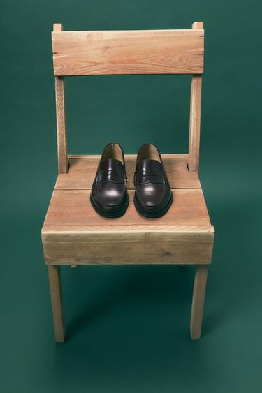 LEATHER PENNY LOAFERS - Burgundy Red by Zara