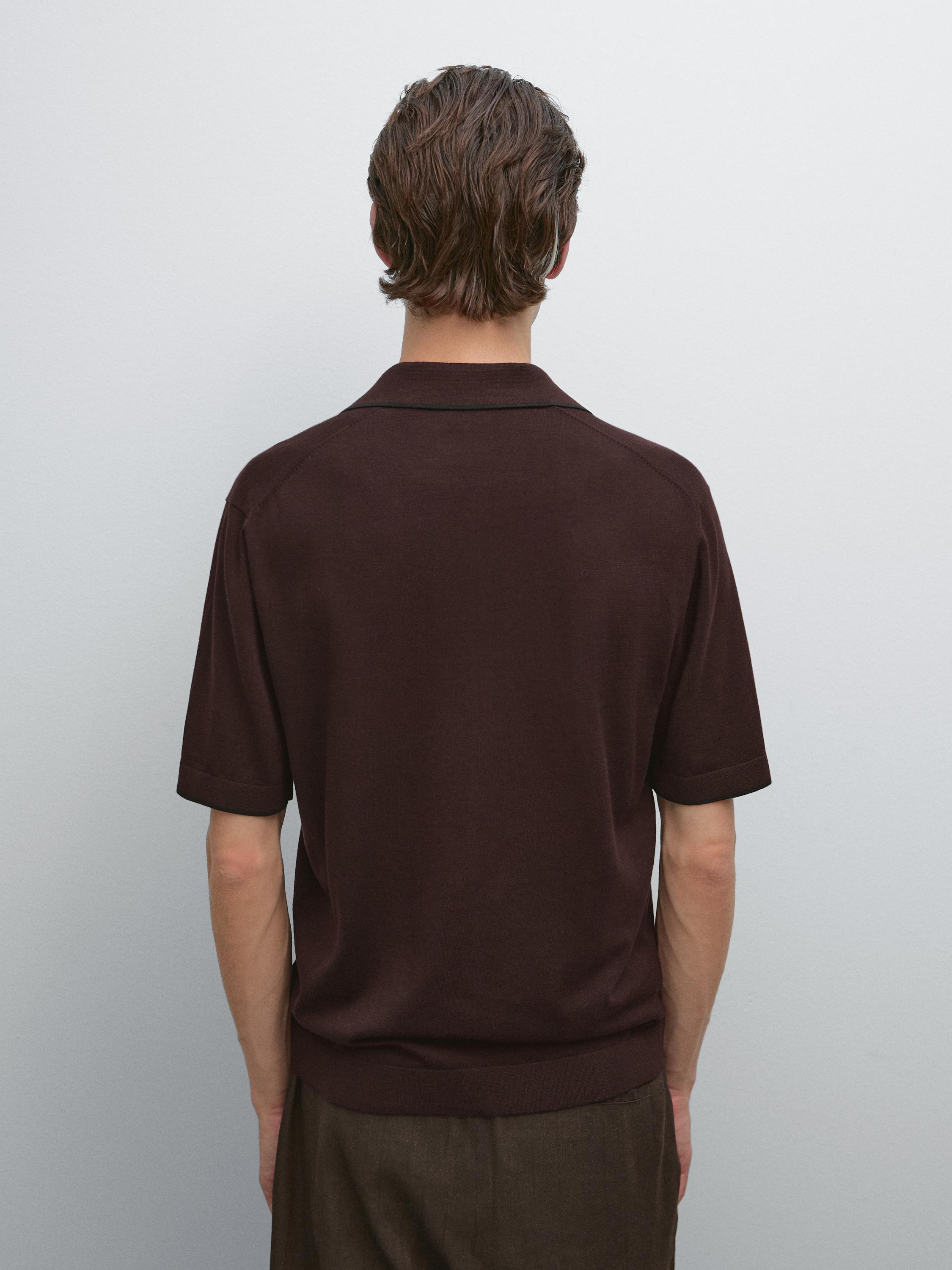 Knit polo shirt with contrast detail
