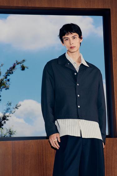 TEXTURED CROPPED FIT OVERSHIRT - Faded black by Zara