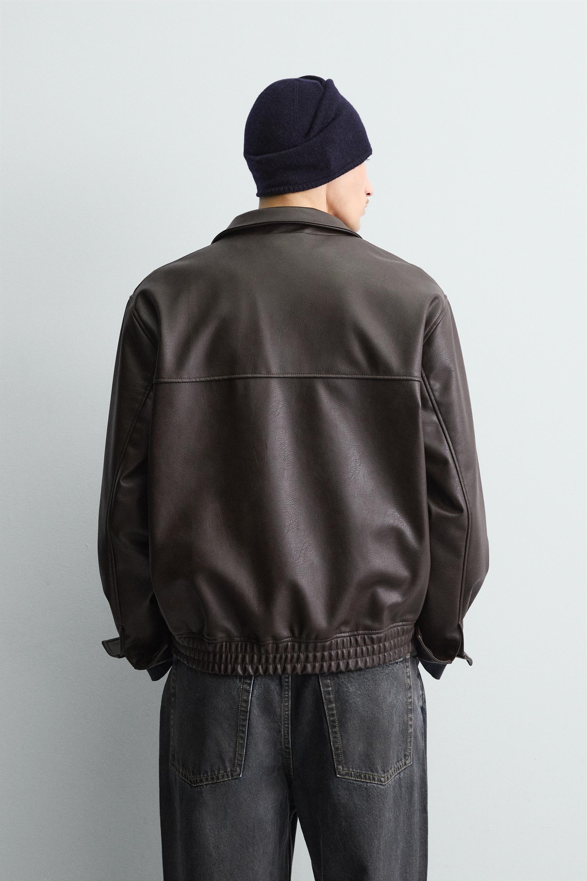 フェイクレザーボンバージャケット - チョコレートブラウン | ZARA