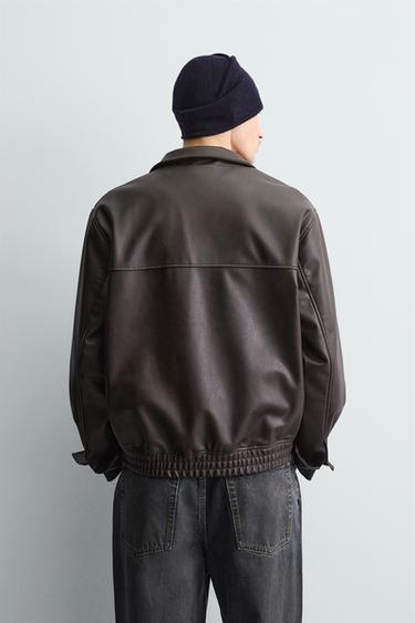 BLOUSON BOMBER MATIÈRE SYNTHÉTIQUE - Marron chocolat de Zara - Image 2