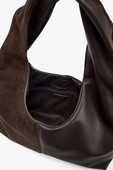 CONTRAST LEATHER SHOULDER BAG - Chocolate by Zara - Image 6