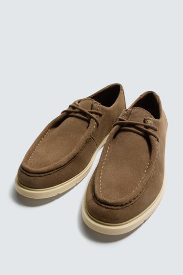 Zara CASUAL LEATHER SHOES - Brown