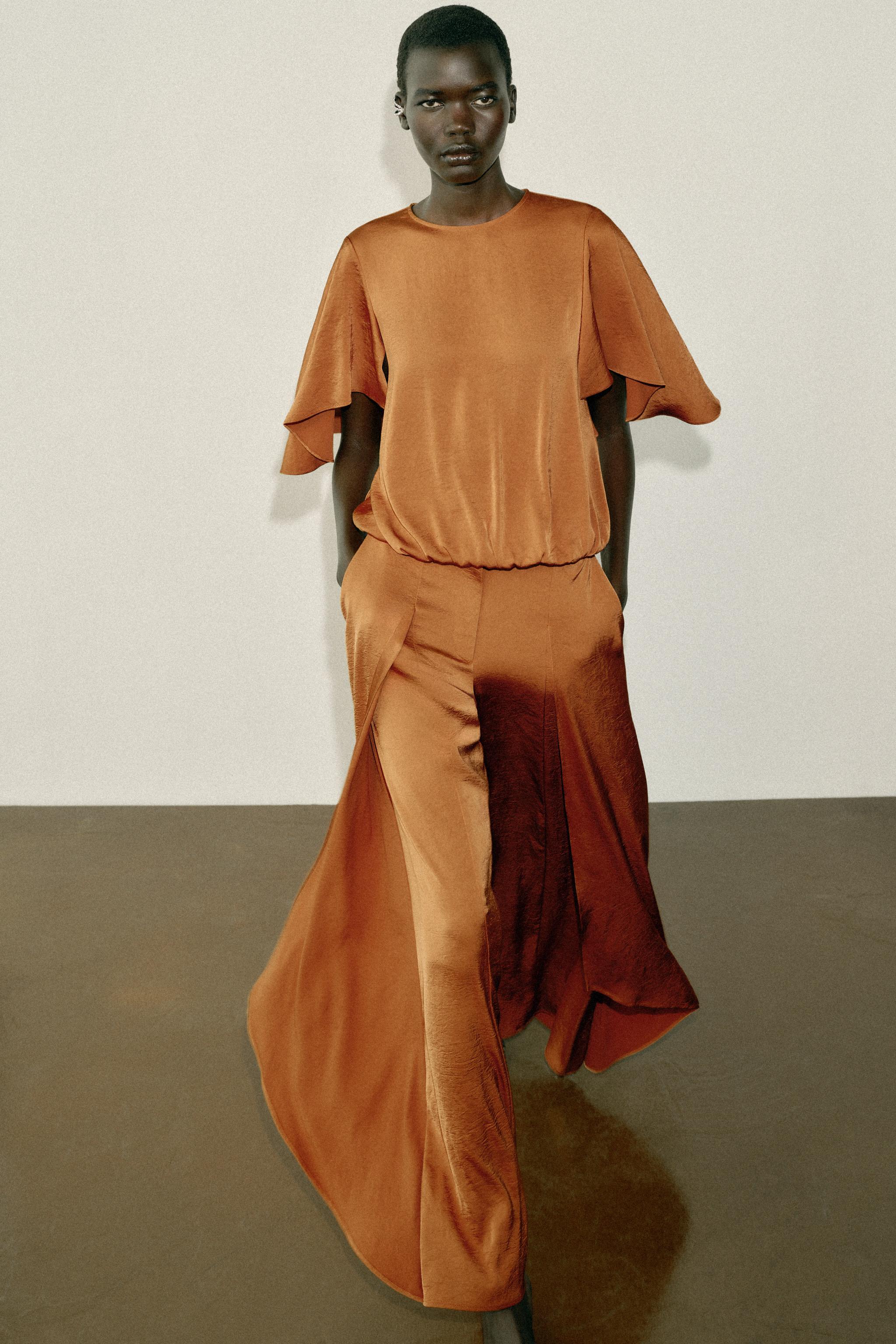 Женские брюки Zara WIDE-LEG RUFFLED FLOWY TROUSERS — фото 2