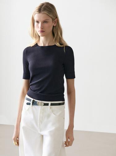 Zara Cotton blend T-shirt - Navy blue