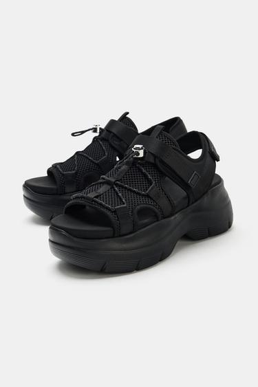 CHUNKY STRAPPY SNEAKERS - Black by Zara