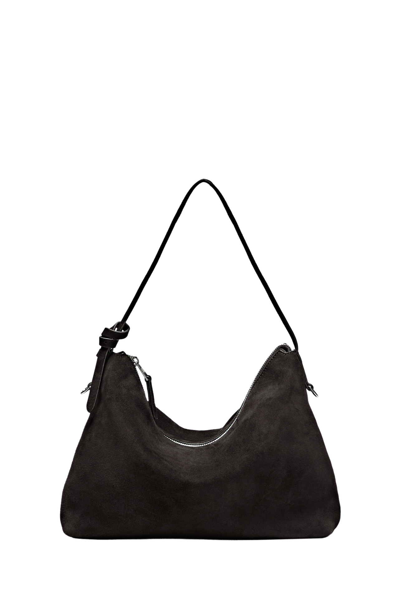Medium suede shoulder bag — Chocolate