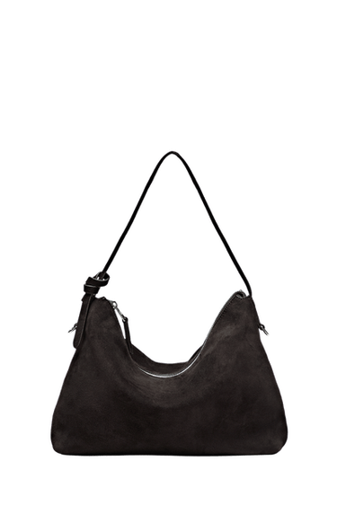 Medium suede shoulder bag — Chocolate 1