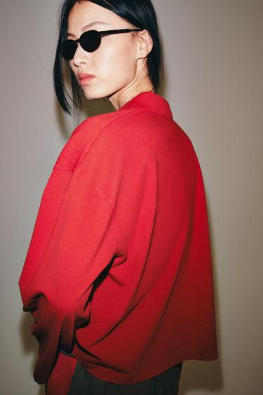 LONG SLEEVE POLO SHIRT - Red by Zara