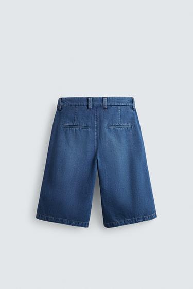 RELAXED FIT PLEATED DENIM BERMUDA SHORTS - Blue by Zara - Image 8