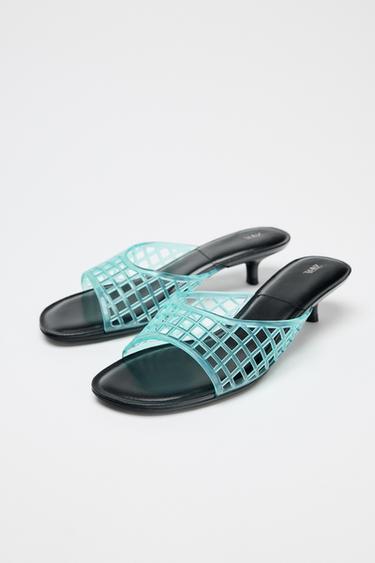 MULES KITTEN EFFET GOMME - Bleu ciel de Zara - Image 4
