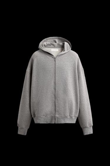 KAPUZEN-SWEATSHIRT MIT REISSVERSCHLUSS UND ETIKETT - Grau meliert von Zara - Bild 0
