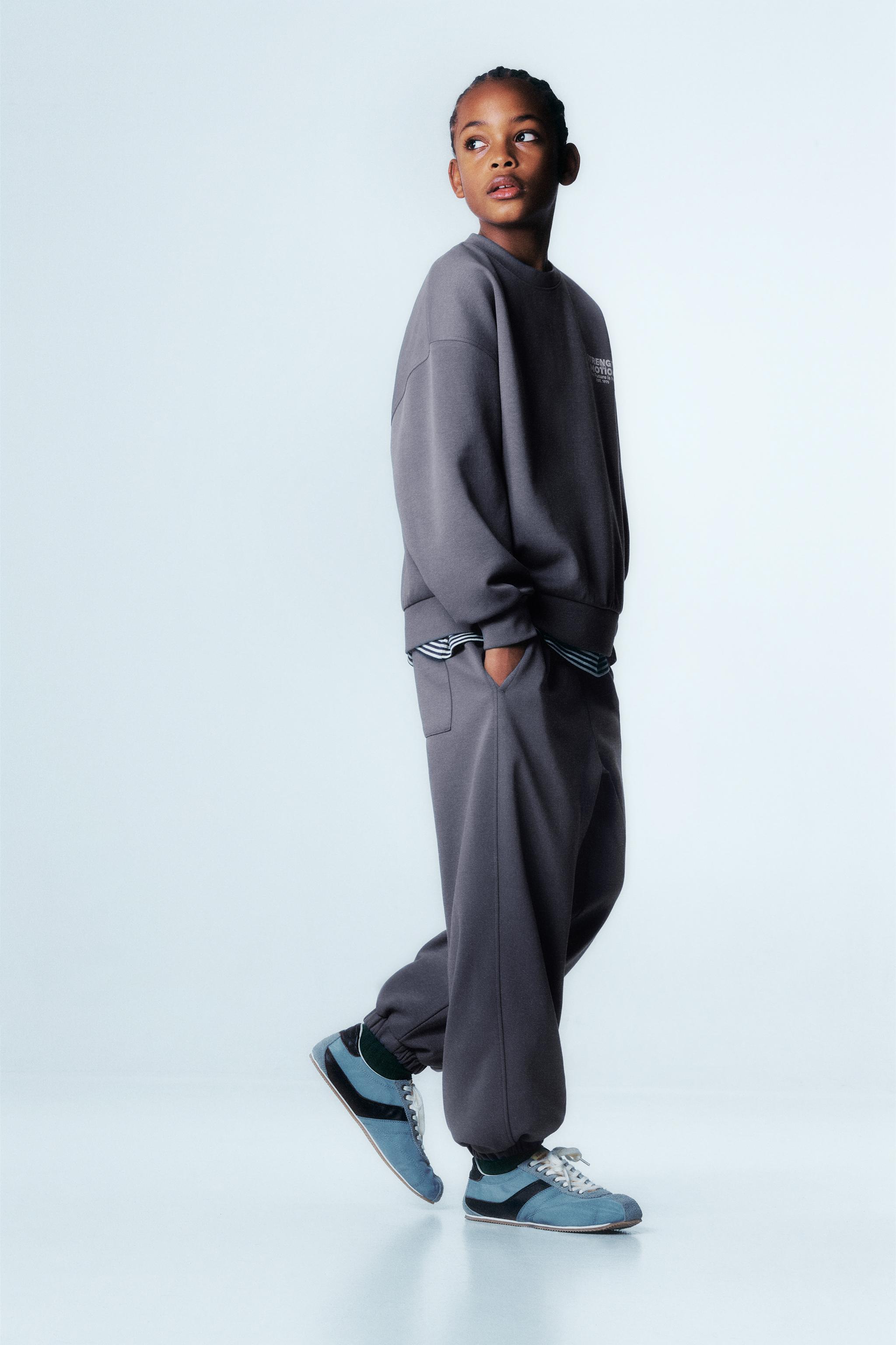 SWEATSHIRT AND JOGGER PANTS SET WITH TEXT - Duck blue | ZARA