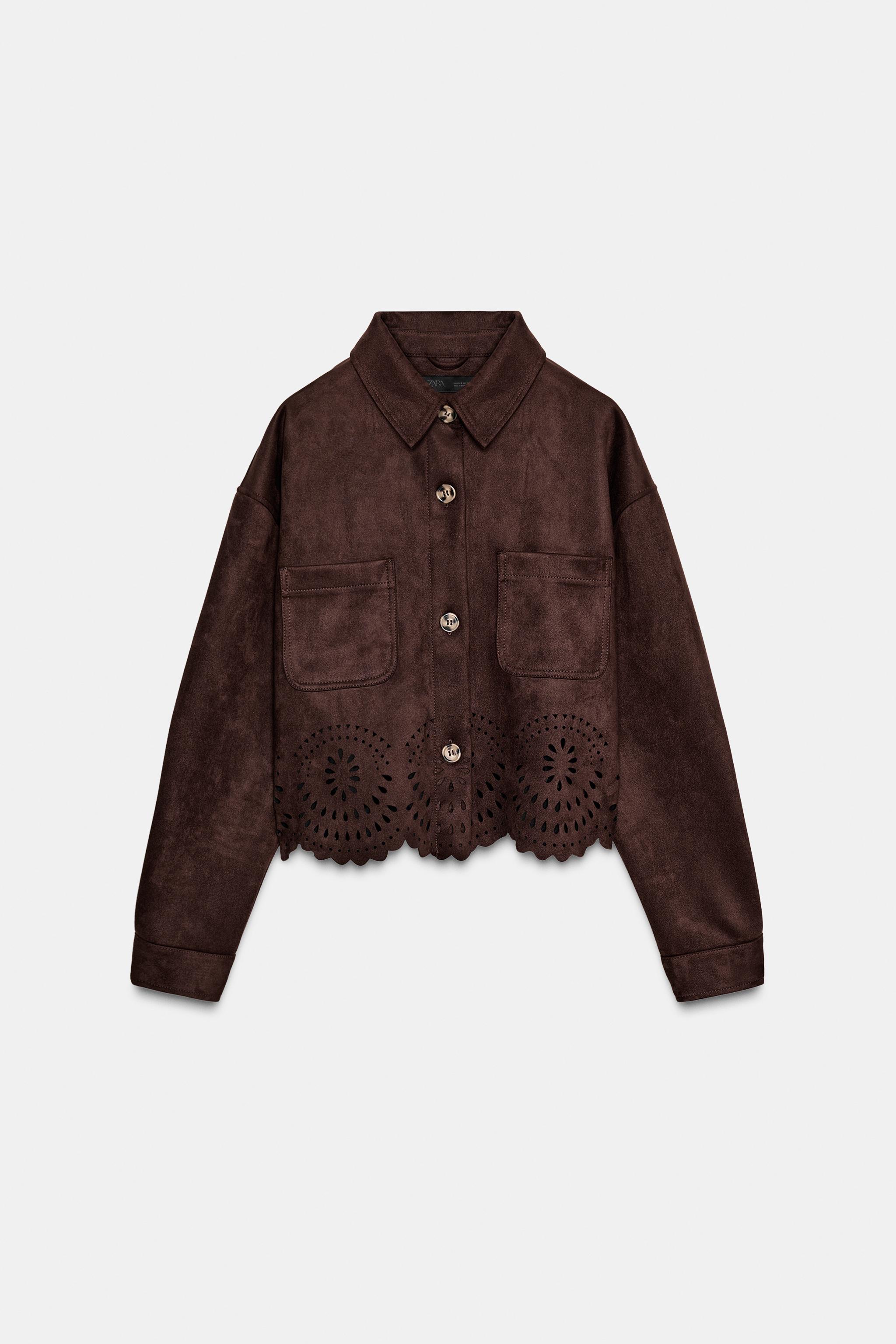DIE-CUT HEM FAUX SUEDE JACKET
