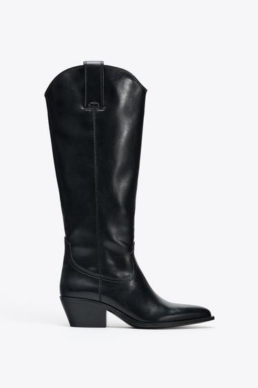 COWBOY KNEE-HIGH BOOTS - Black by Zara
